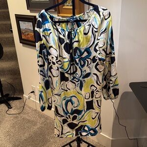 Banana Republic Blue, Lime & Black Printed Tunic
